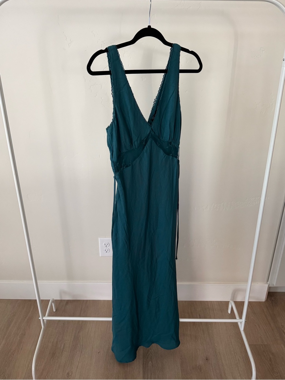 wild fable Teal Slip Dress with Lace Trim